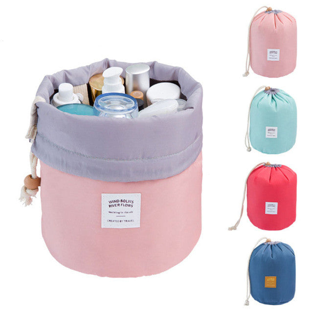 Barrel Shaped Travel Makeup Bags Large Capacity Soft 